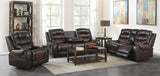 Two-tone Brown Leather Reclining Sofa Set