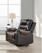 Two-tone Brown Leather Reclining Sofa Set