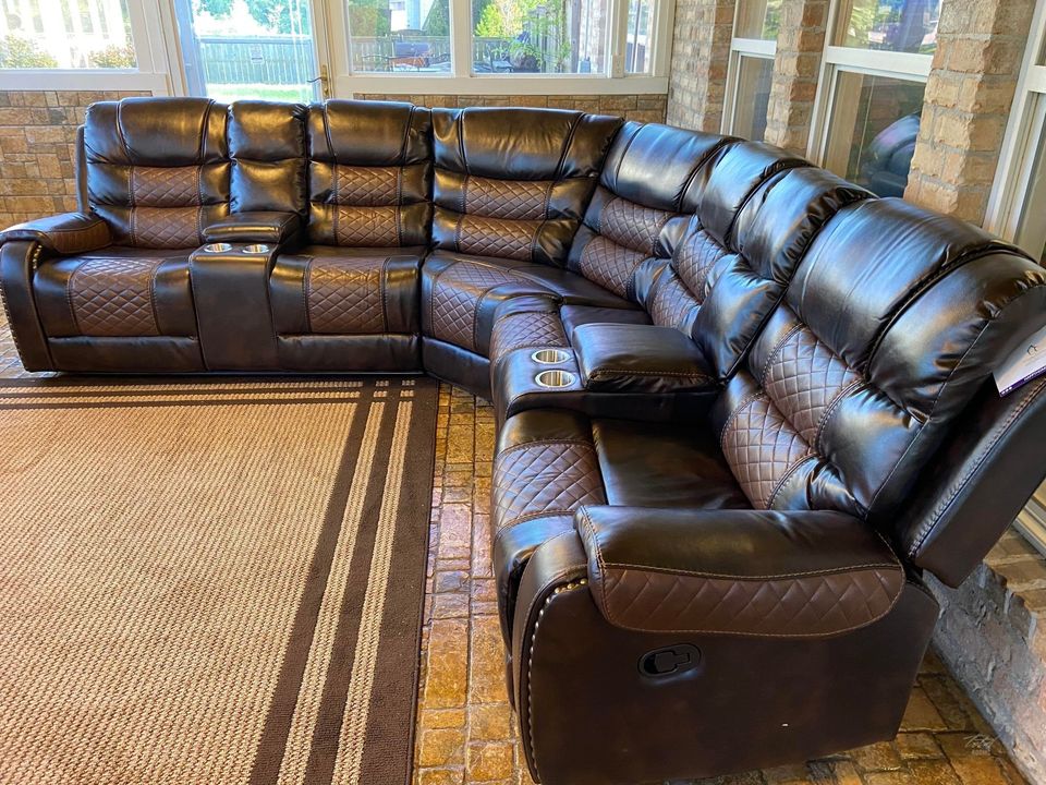 Two-tone Brown Reclining Sectional