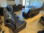 Two-tone Black Leather Reclining Sofa Set