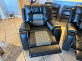 Two-tone Black Leather Reclining Sofa Set
