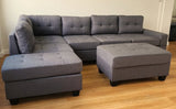 Tufted Grey Sectional w/Reversible Chaise Lounge