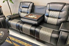 Two-tone Black Leather Reclining Sofa Set