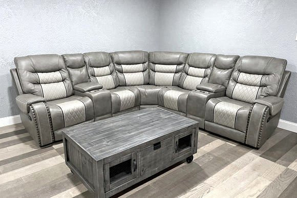 Two-tone Grey Reclining Sectional