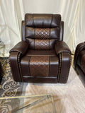 Two-tone Brown Leather Reclining Sofa Set