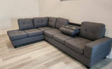 Tufted Grey Sectional w/Reversible Chaise Lounge