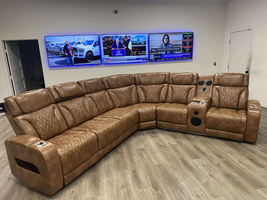 Barcelona Brown Power Reclining Sectional (Power Headrests)