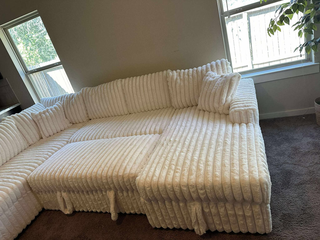 Forever Beige Sectional With Pull-Out Bed