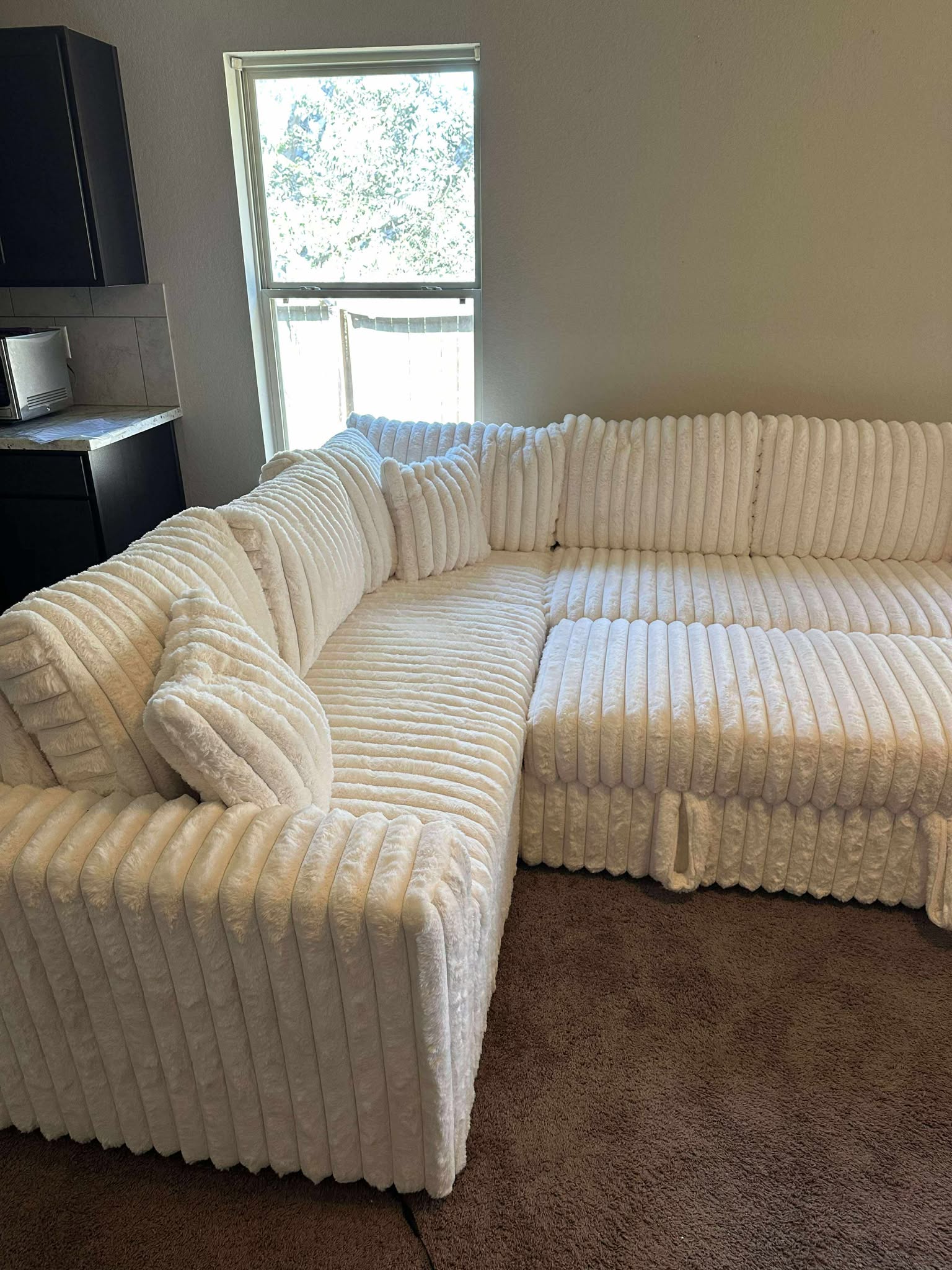 Forever Beige Sectional With Pull-Out Bed