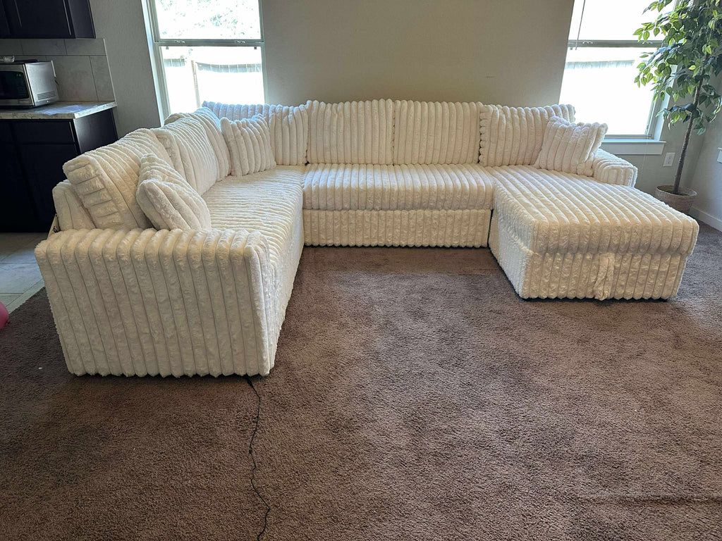 Forever Beige Sectional With Pull-Out Bed