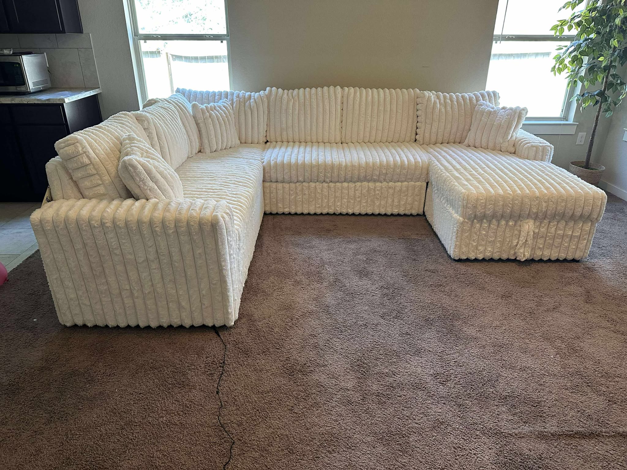Forever Beige Sectional With Pull-Out Bed