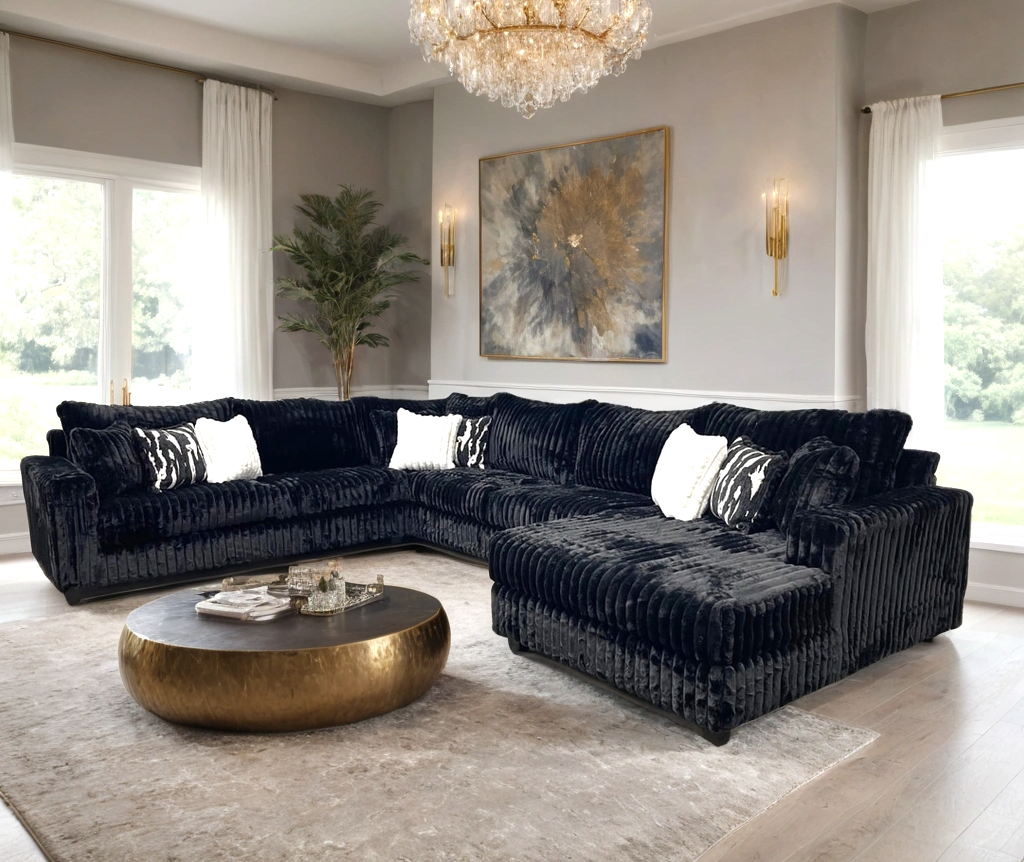 9900 Black - 4PC Oversized Sectional