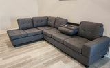 Tufted Grey Sectional w/Reversible Chaise Lounge