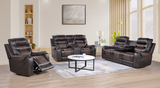 Two-tone Brown Leather Reclining Sofa Set