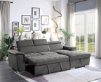 Microfiber Sleeper Sofa with Chaise Lounge Storage