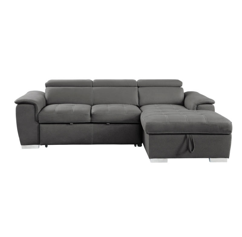 Microfiber Sleeper Sofa with Chaise Lounge Storage