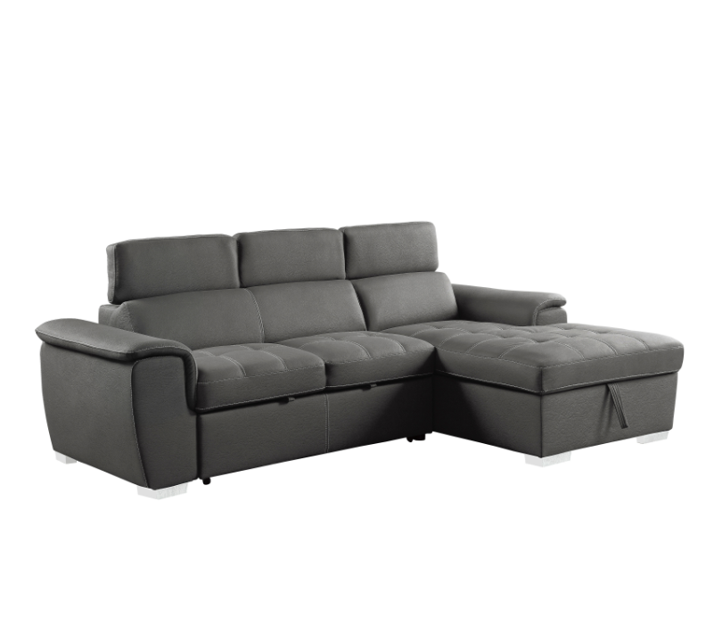 Microfiber Sleeper Sofa with Chaise Lounge Storage