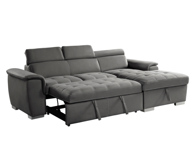 Microfiber Sleeper Sofa with Chaise Lounge Storage