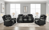 Two-tone Black Leather Reclining Sofa Set
