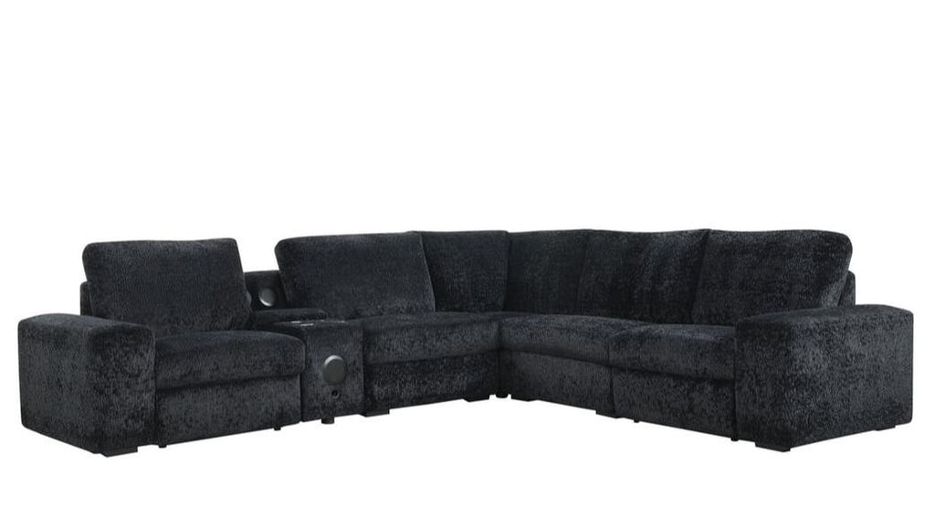 Amelia Black Power Reclining Sectional (w/ Bluetooth Speakers) **NEW ARRIVAL**
