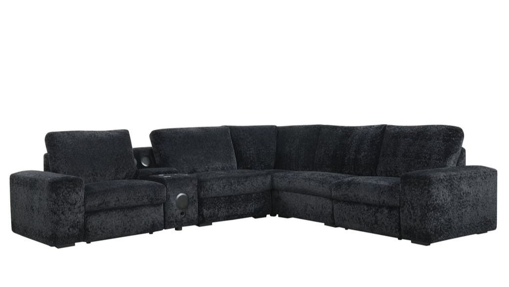 Amelia Black Power Reclining Sectional (w/ Bluetooth Speakers) **NEW ARRIVAL**