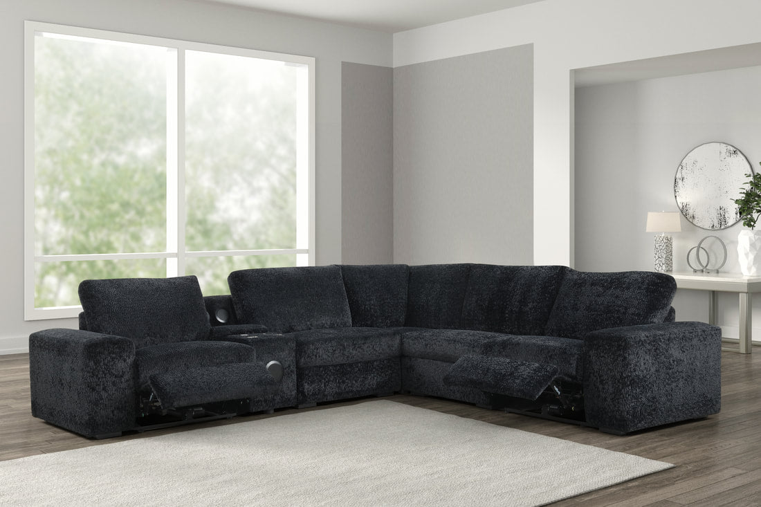 Amelia Black Power Reclining Sectional (w/ Bluetooth Speakers) **NEW ARRIVAL**