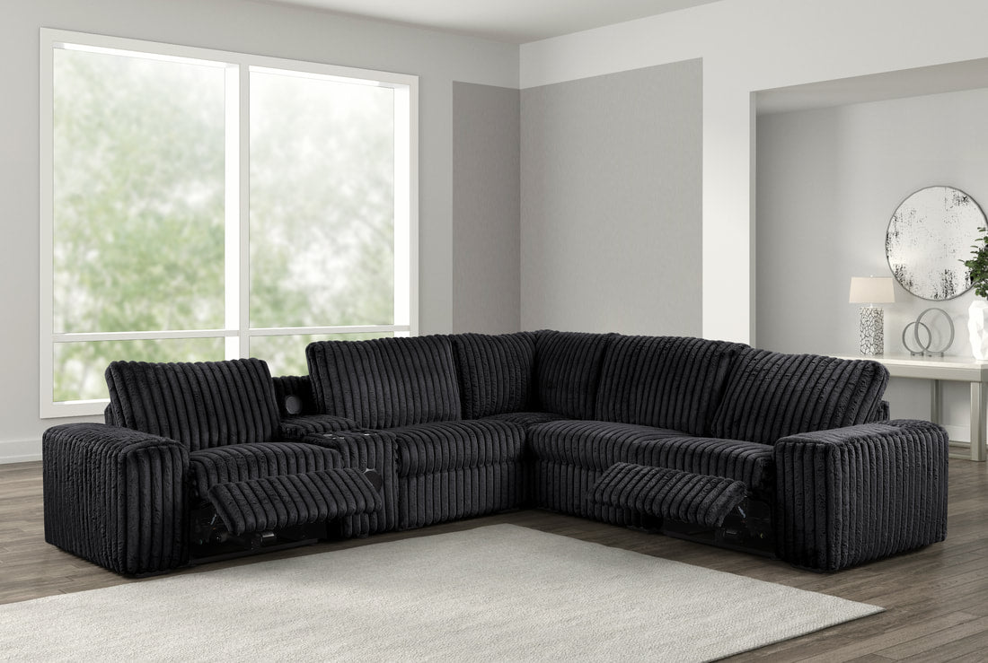 Amelia Onyx Power Reclining Sectional (w/ Bluetooth Speakers) **NEW ARRIVAL**