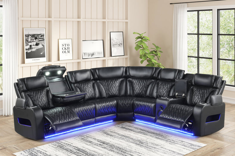 Barcelona Black Power Reclining Sectional (Power Headrests)