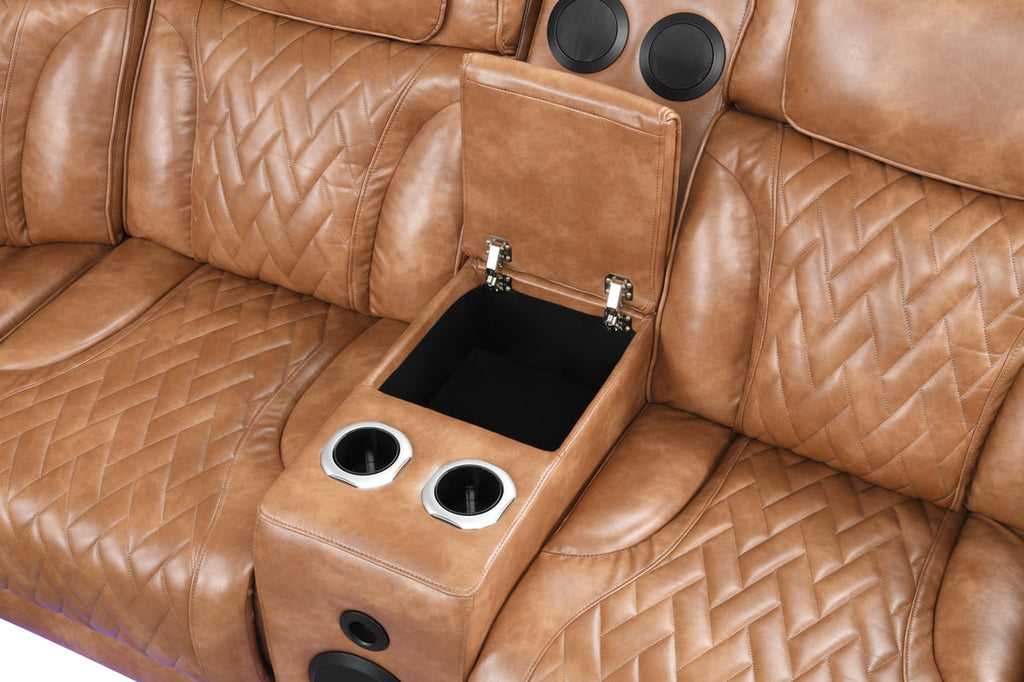 Barcelona Brown Power Reclining Sectional (Power Headrests)