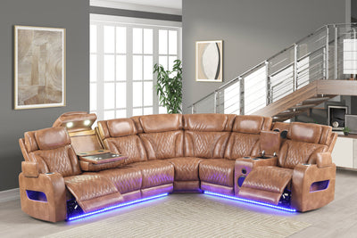 Barcelona Brown Power Reclining Sectional (Power Headrests)