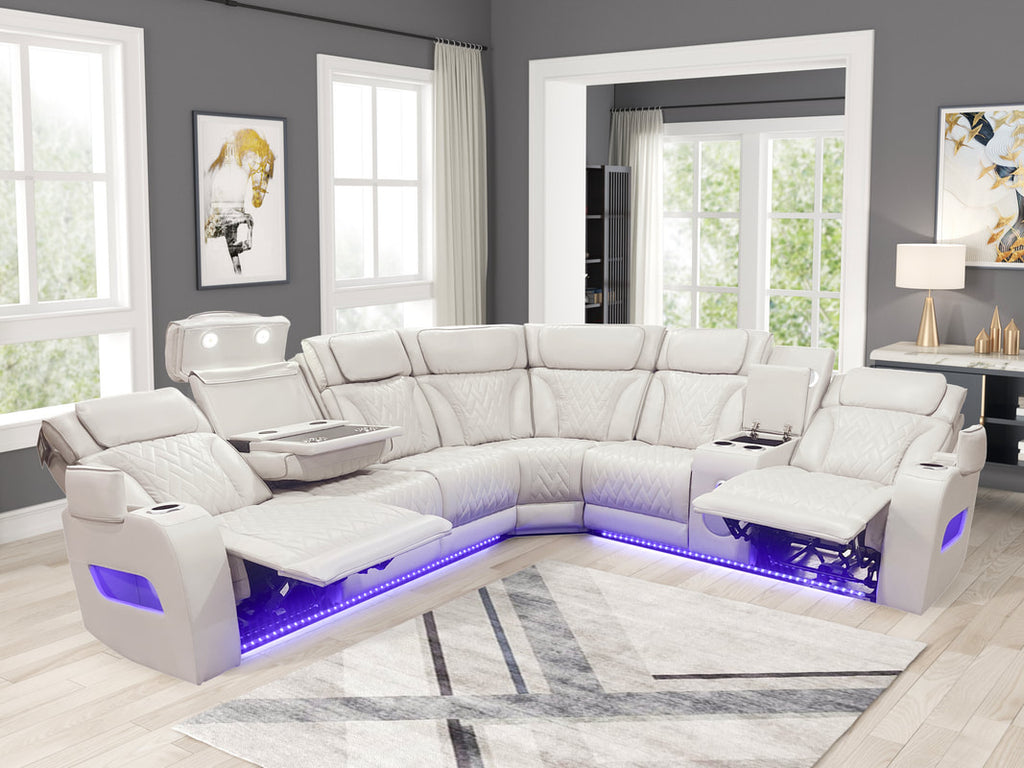 Barcelona Sand Power Reclining Sectional (Power Headrests) **NEW ARRIVAL**