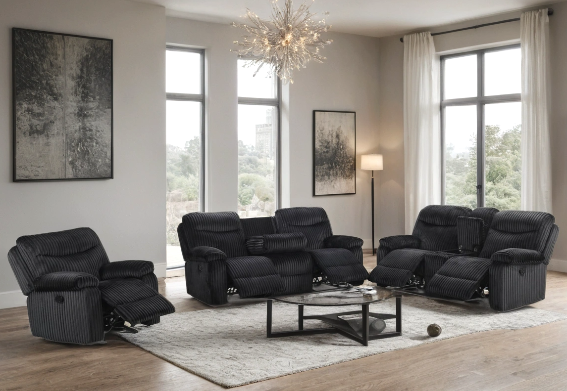 BRAVO - Black 3pc Reclining Set