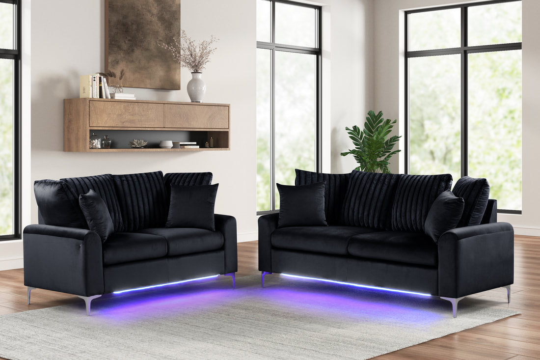 Celina Black - 2PC Sofa & Loveseat Set