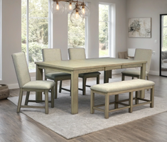 D2700 Dining Table + 4 Chair + Bench Set