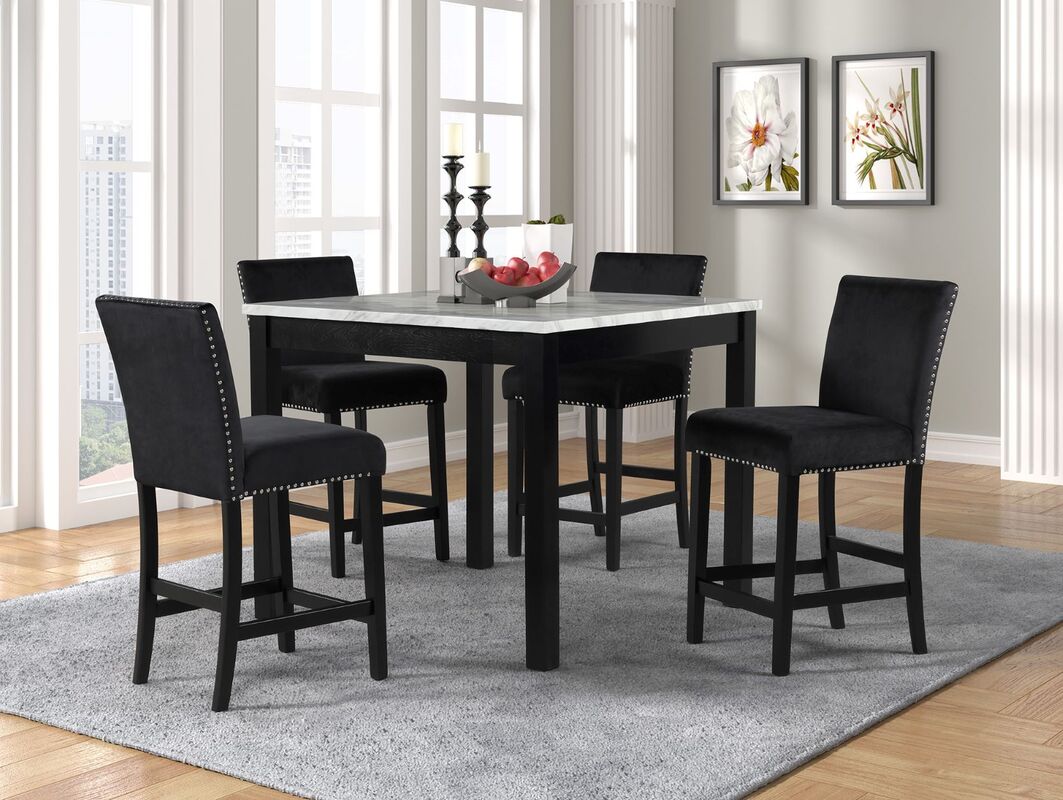 Dior - Black Pub Table + 4 Chair Set (ETA 3/4)