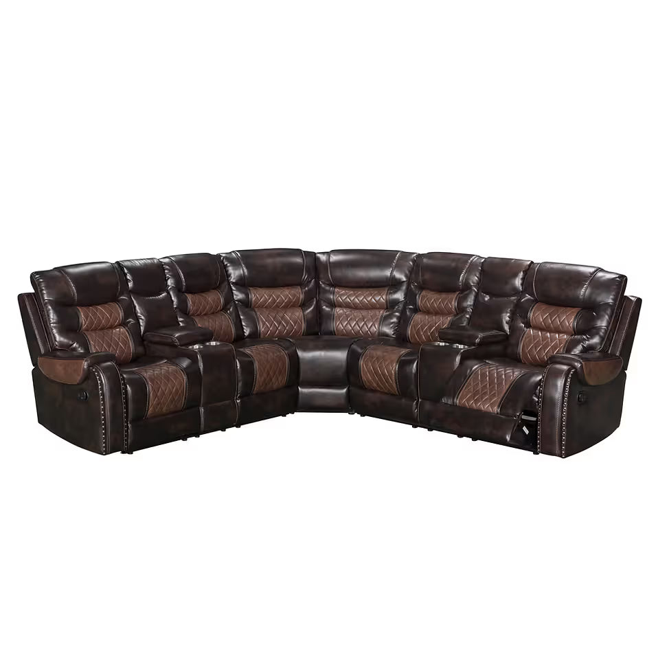 Two-tone Brown Reclining Sectional