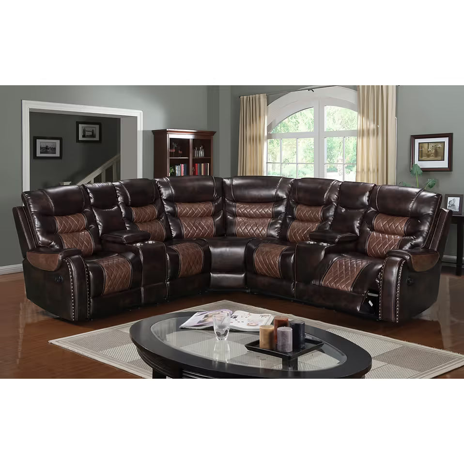 Two-tone Brown Reclining Sectional