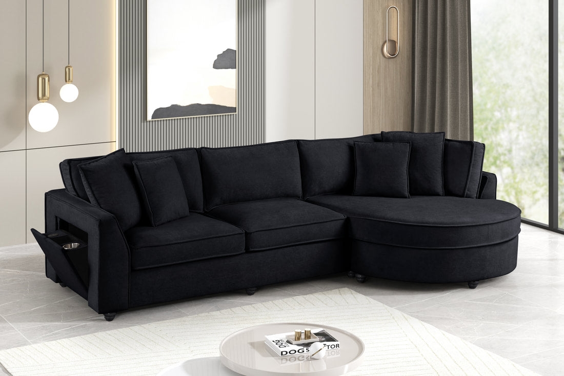 Elva Black Sectional **NEW ARRIVAL**