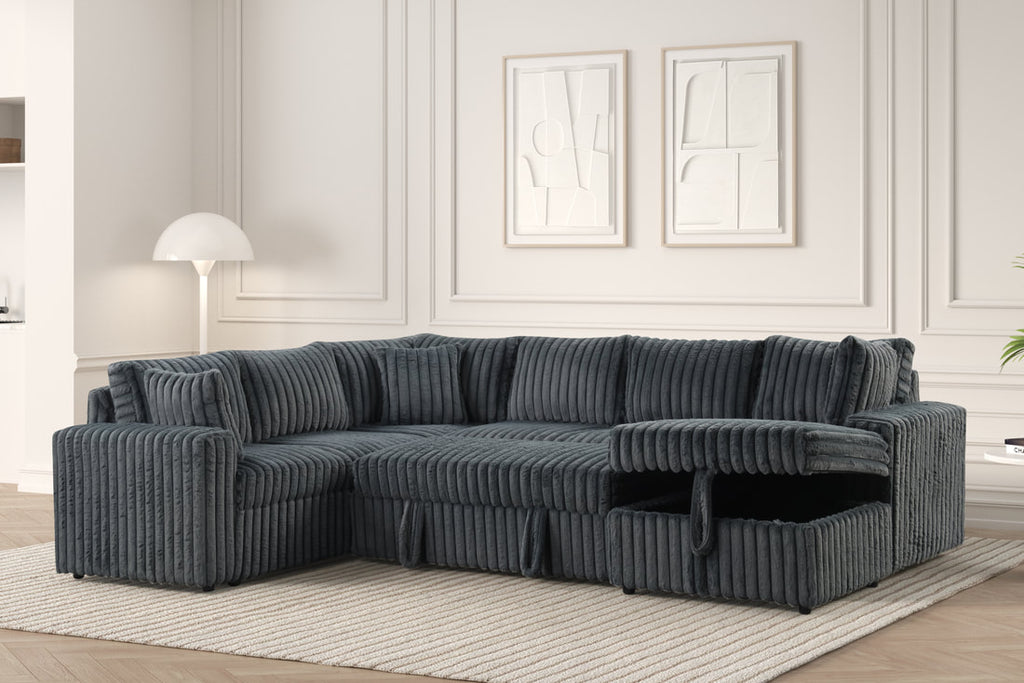 Forever Charcoal Sectional With Pull-Out Bed