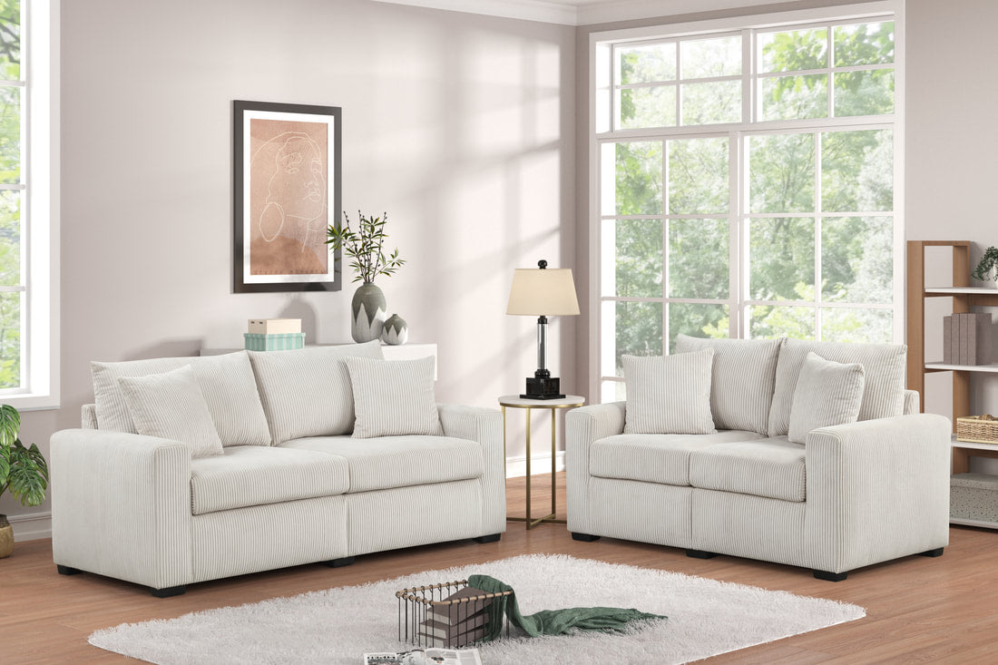 HH1125 Beige - Sofa & Loveseat Set **NEW ARRIVAL**
