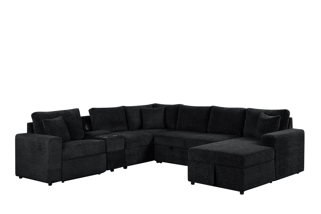 Hunter Black Sectional (W/ Bluetooth Speaker & Pull-Out Bed)