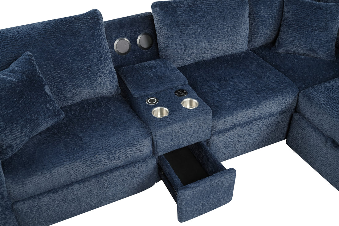 Hunter Blue Sectional (W/ Bluetooth Speaker & Pull-Out Bed) **NEW ARRIVAL**