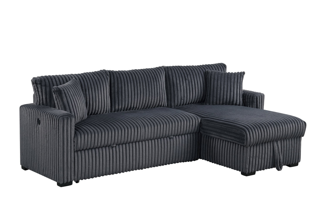 Aria Charcoal Sectional With Pull-Out Bed & Storage Chaise **NEW ARRIVAL**