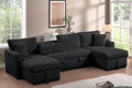 July Black Double Storage Chaise Sectional (w/ Pull Out Bed) **NEW ARRIVAL**