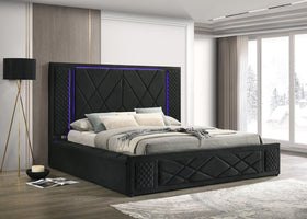 Lorenzo Black Platform Bed (w/ LED LIGHTS & BLUETOOTH SPEAKERS) - Queen, King