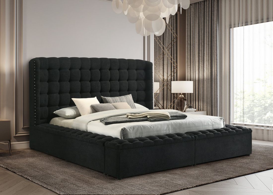 Madonna Black Platform Bed - Queen, King
