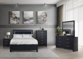 MOONLIGHT BLACK - 5pc Queen, King Bedroom Set