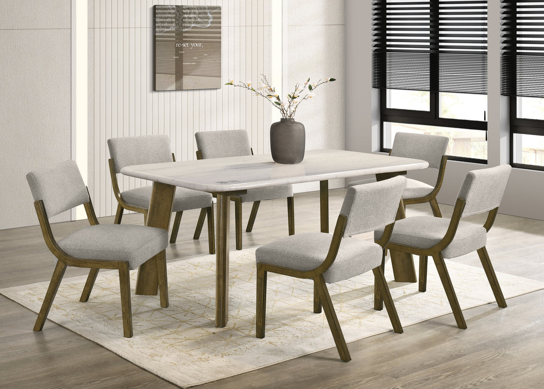 Parker10 - (GENUINE MARBLE) Table & 6-Chairs **NEW ARRIVAL **