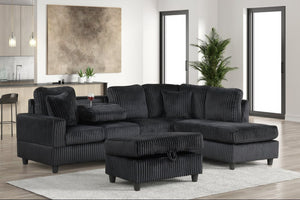 Rocket Onyx Reversible Sectional (Black) (ETA 3/4)