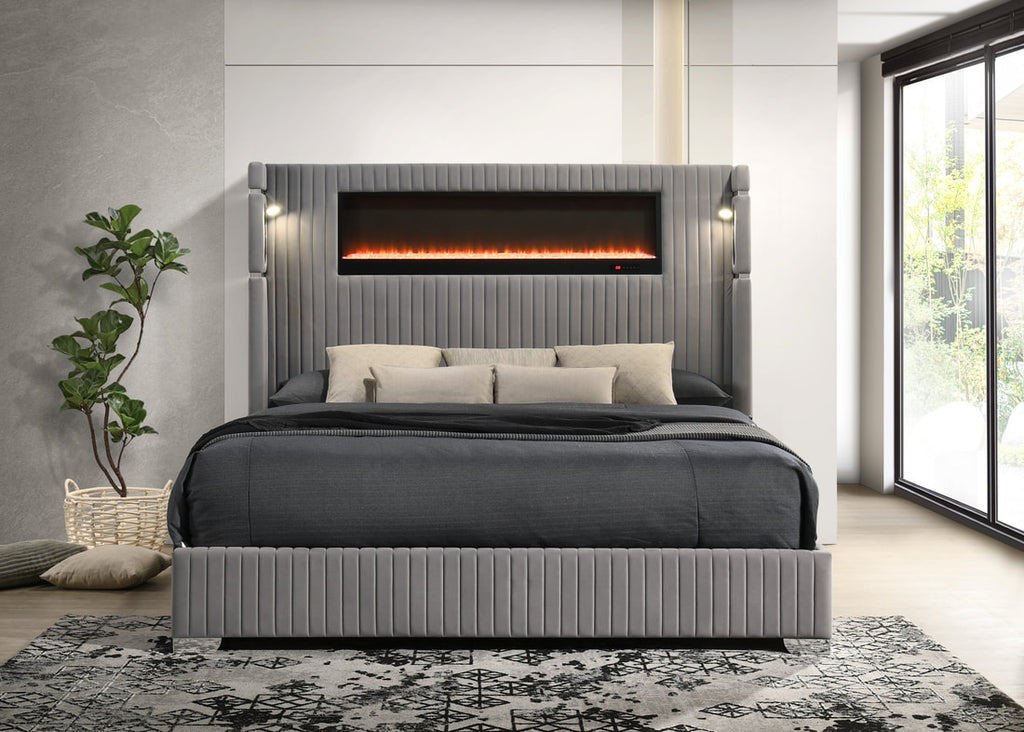 Romance2 Gray Platform Bed - Queen, King **NEW ARRIVAL**